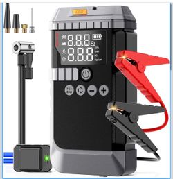 🔥Brand new🔥 Portable Car Battery Jump Starter with Air Compressor, 6000A Car Battery Booster (All Gas/12L Diesel) with 45W Fast Charge, 160PSI Auto-