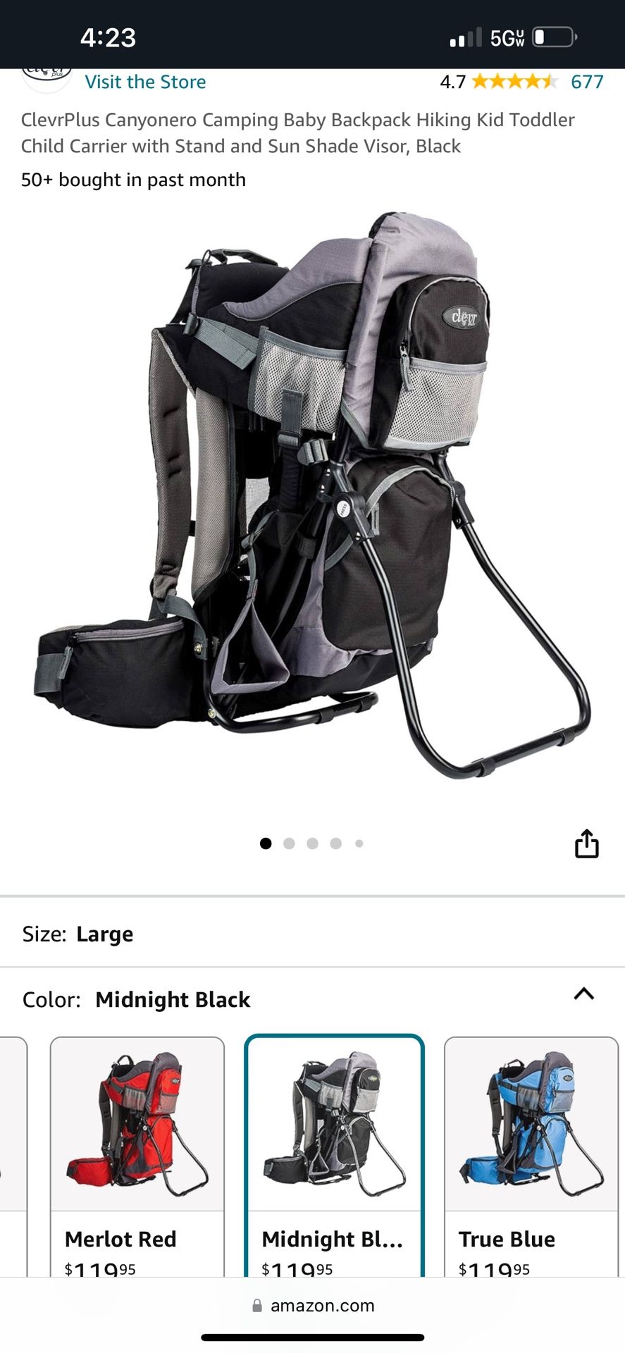 ClevrPlus Canyonero Camping Baby Backpack Hiking Kid Toddler Child Carrier with Stand and Sun Shade Visor