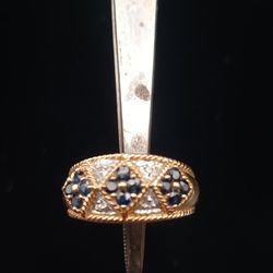 14K Diamond & Sapphire Ring