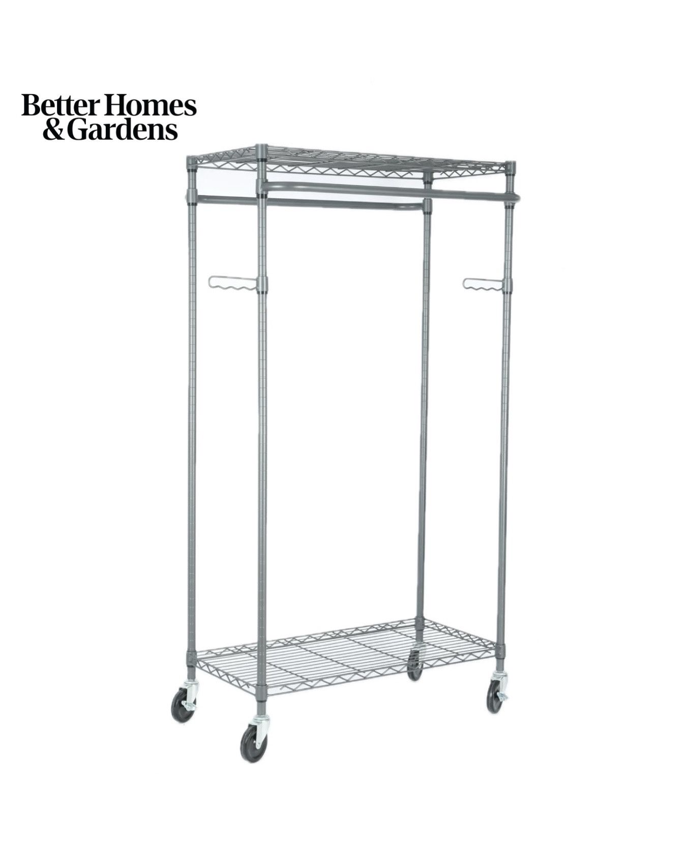 Better Homes & Gardens Double Hanging Garment Rack, 38.2Wx 23.6Dx 66.1H in, Gunmetal Finish, Gray