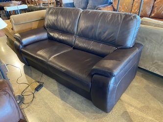 Brown Leather Power Recliner with Hidden Buttons