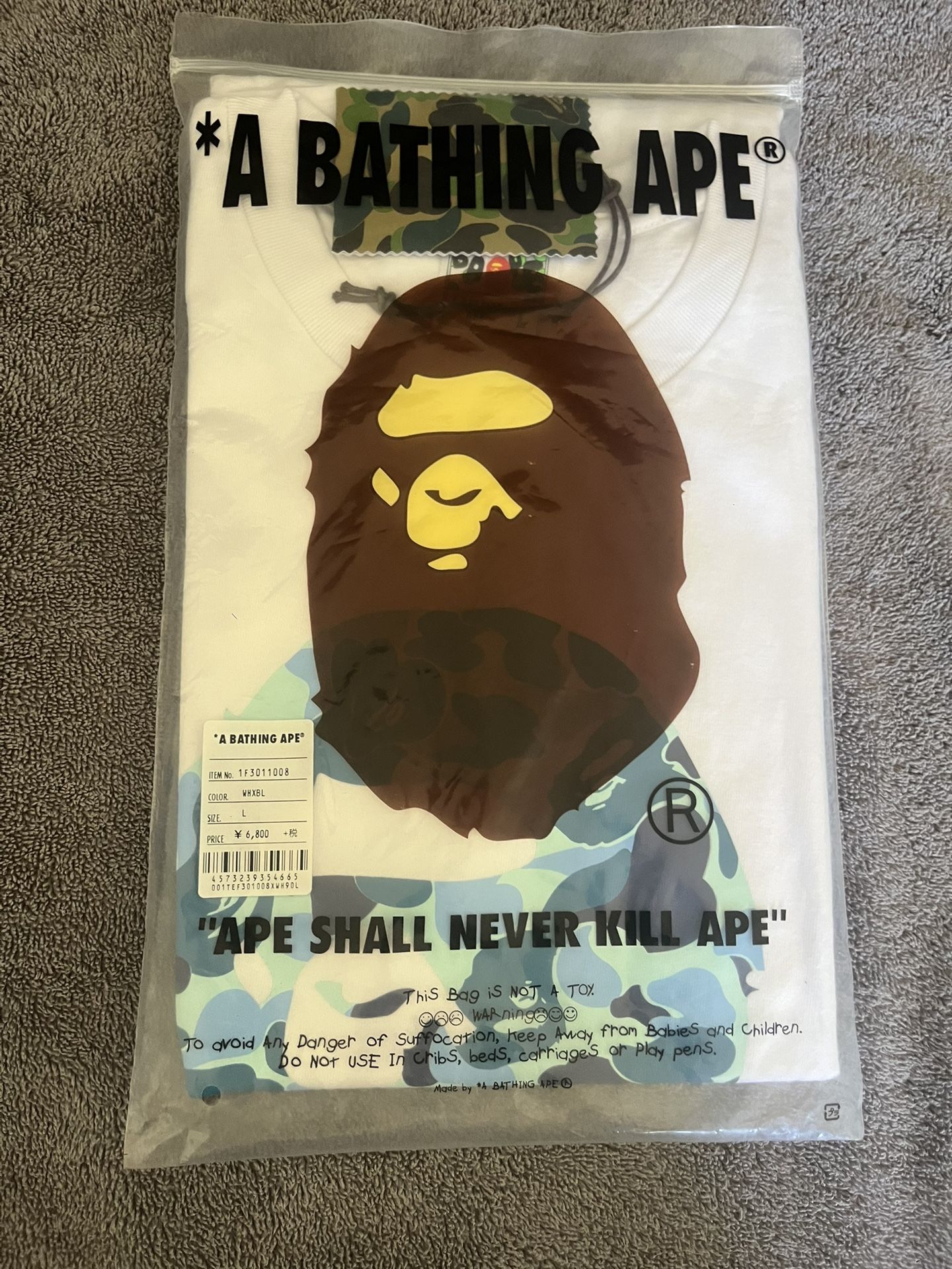 One Sided White Blue Logo Bape Tee (with Tags)