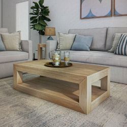 Modern  Rectangular Coffee Table Solid Wood  with storage