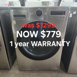 4.5 Cu Ft Stackable SMART Front Load Washer In Graphite Steel With Turbo Wash 360 And Allergiene Steam Cleaning 