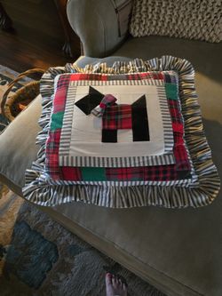 Handmade Quilted Scotty Dog Pillow 15×15