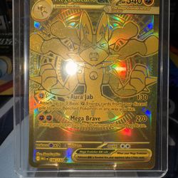 Mega lucario ex gold hyper rare Pokemon card