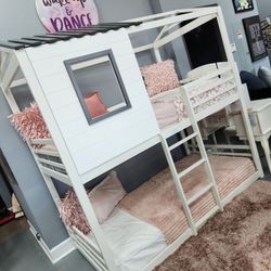 Twin House Bunk Bed Matteress Included