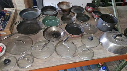 13x Frying Pan Sauteing Pans Cookware Teflon Stainless Steel Lids