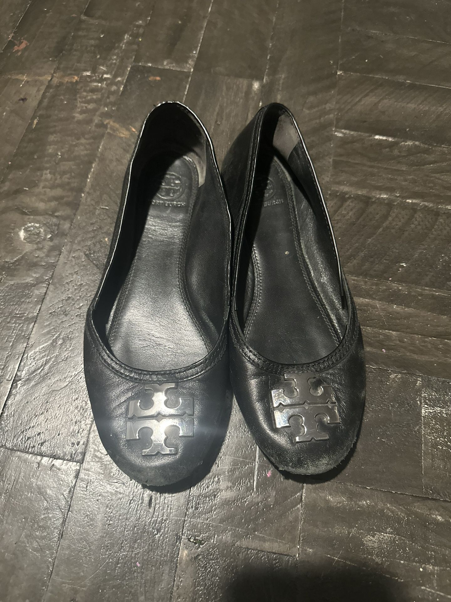 Tory Burch Reva Black Travel Flats Size 8