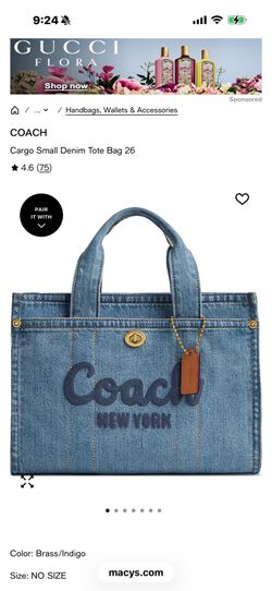 Brand New Large Coach Denim Tote $250.00
