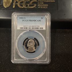 2001 S Gem Proof Jefferson Nickel Graded At PR69 With A Deep Cameo 11-15