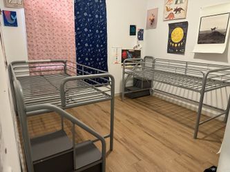 (2) - Twin Sized Metal Frame Short Loft-Style Beds - $50 Each/$100 Total
