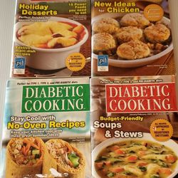 4 Diabetic Cooking Recipe Booklet Lot Low Carb Sugar Cookbooks Magazines Vtg
