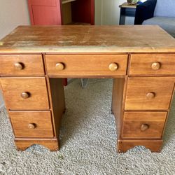 Wooden Desk with Drawers. 