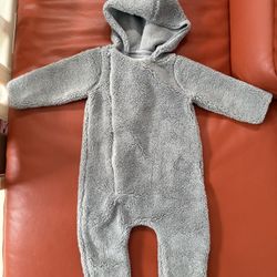 Monica And Andy Fleece Sherpa Moto Romper, 9-12 Months, Gray