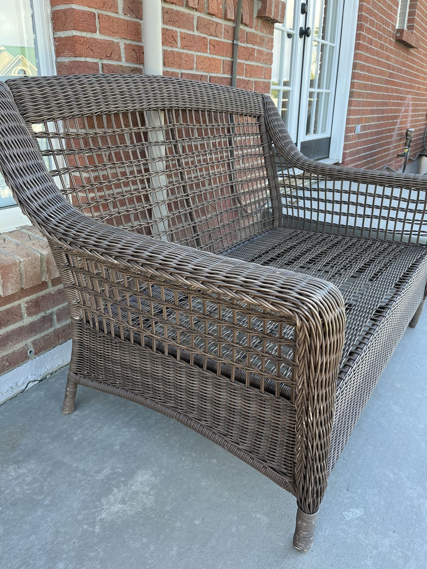 Brown Wicker Patio Sofa