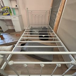 White Metal Twin Bed Frame