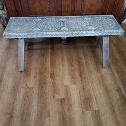 Farmhouse Style Weathered Wood Bench 