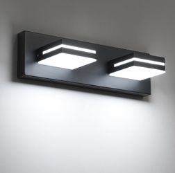 SineRise Vanity Light 2-Light 15.5-Inch Matte Black Modern Cool White 6000K