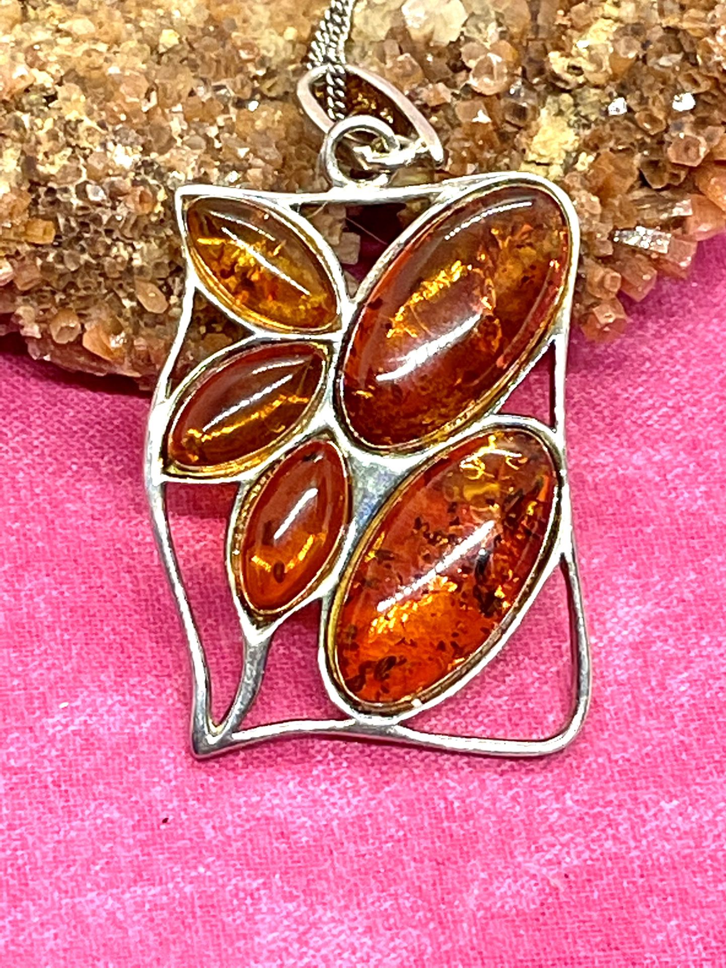 Sterling Simulated Amber Necklace