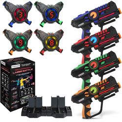 ArmoGear Laser Tag Guns with Vests Set of 4 - Adult Laser Tag Guns, Multiplayer Lazer Tags Set for Kids, Teens, and Adults - Indoor and Outdoor Game f