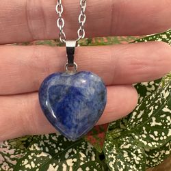 New, beautiful Lapis Lazuli heart necklace .