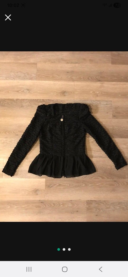 NEW Women Elegant Shimmer Like Ruffle Dress Coat Jacket Size S