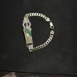 Silver San Judas Cuban Bracelet