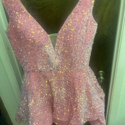 Hot Pink Sequin Dress Costume Size 6 New 