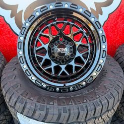 17x9 XM701 Gloss Black 6x139 Rims And Tires 265/70/17 Kumho RT