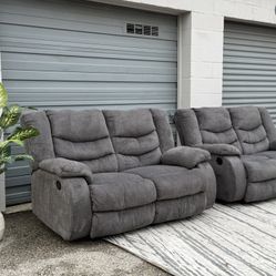 🚚 FREE DELIVERY 🔥 2 GREY RECLINER SOFAS – CLEAN, COMFY & ONLY $399 🔥