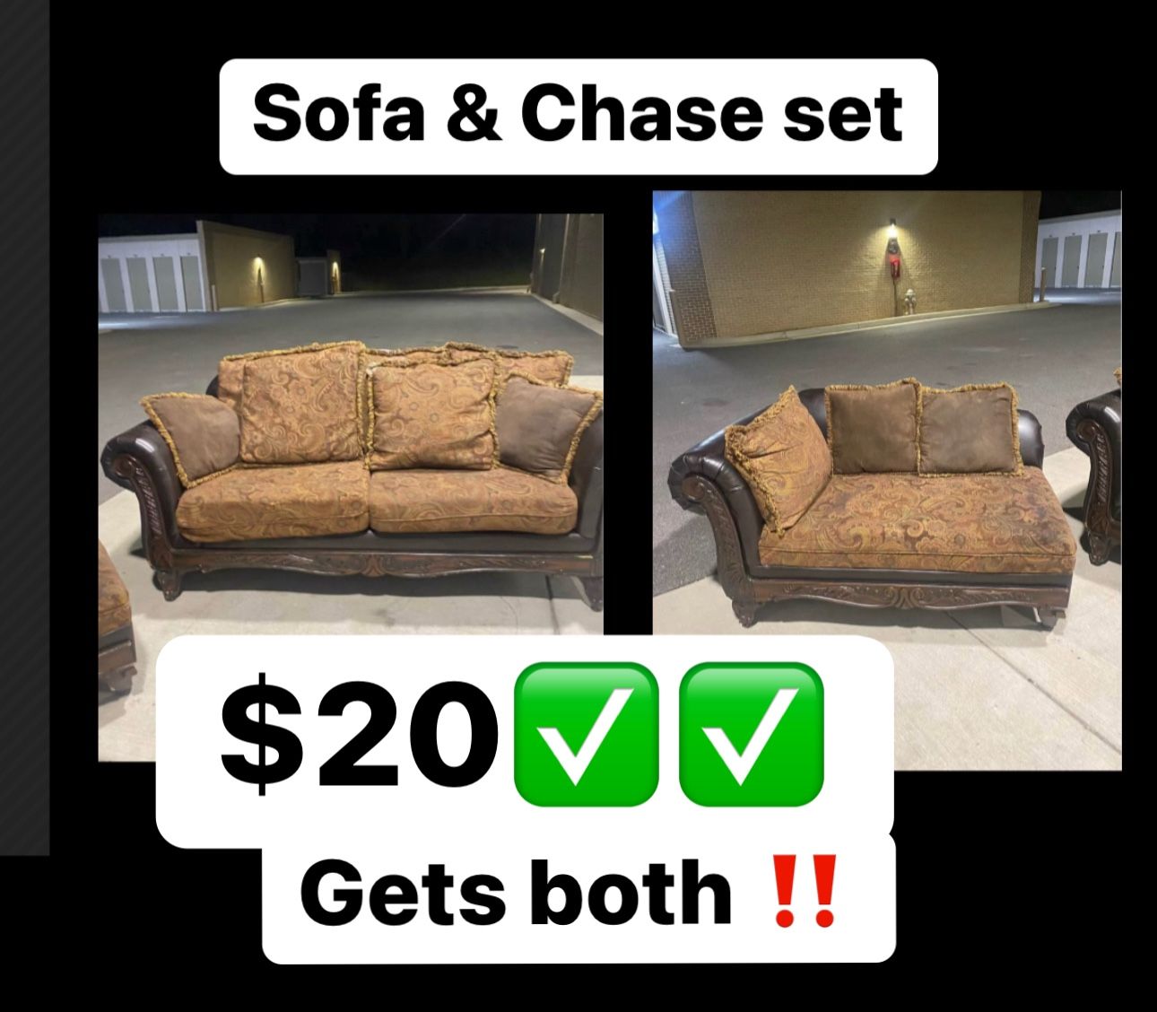 Sofa SET MUST GO ((((( $20 )))) 🔥🔥🔥🔥