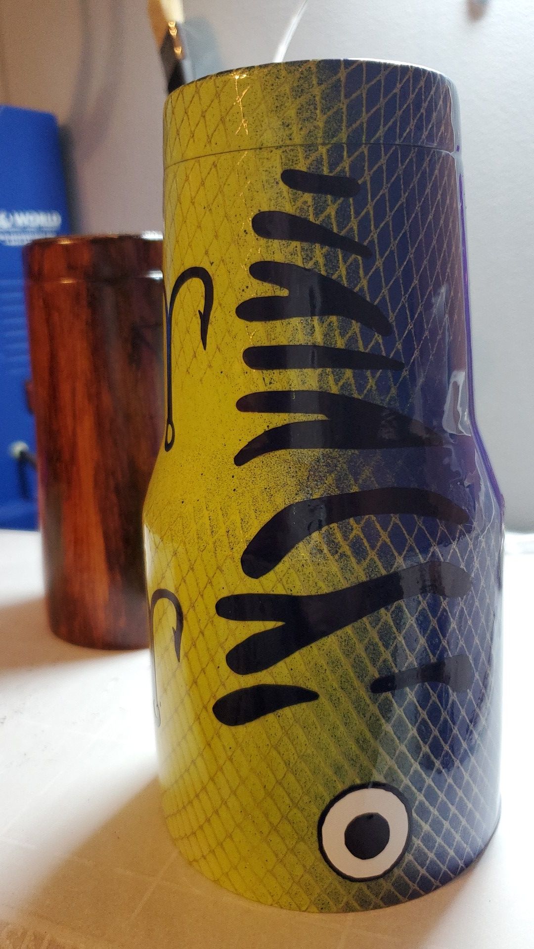 Fishing lure themed tumbler. 30oz.