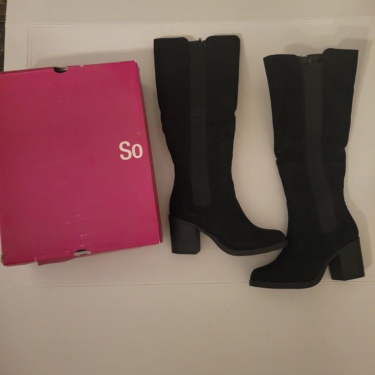 New Womens Size 9.5 Knee High Black Fashion Boots Shoes 