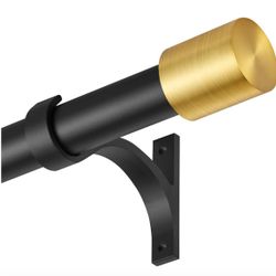 Drapery Window Curtain Rods 72 To 144 Inch, Modern Window Curtain Rod With Brushed Gold End Cap Finials,1" Window Treatment Curtain Rod For Wall And C