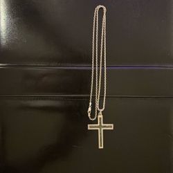 925 Silver Rope Chain With Vintage Style Mexican Silver Cross