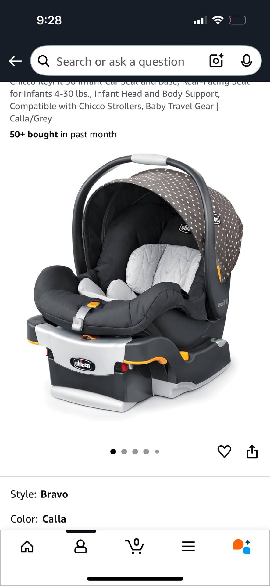 Chicco KeyFit 30 Infant Car Seat and Base, Rear-Facing Seat for Infants 4-30 lbs., Infant Head and Body Support, Compatible with Chicco Strollers