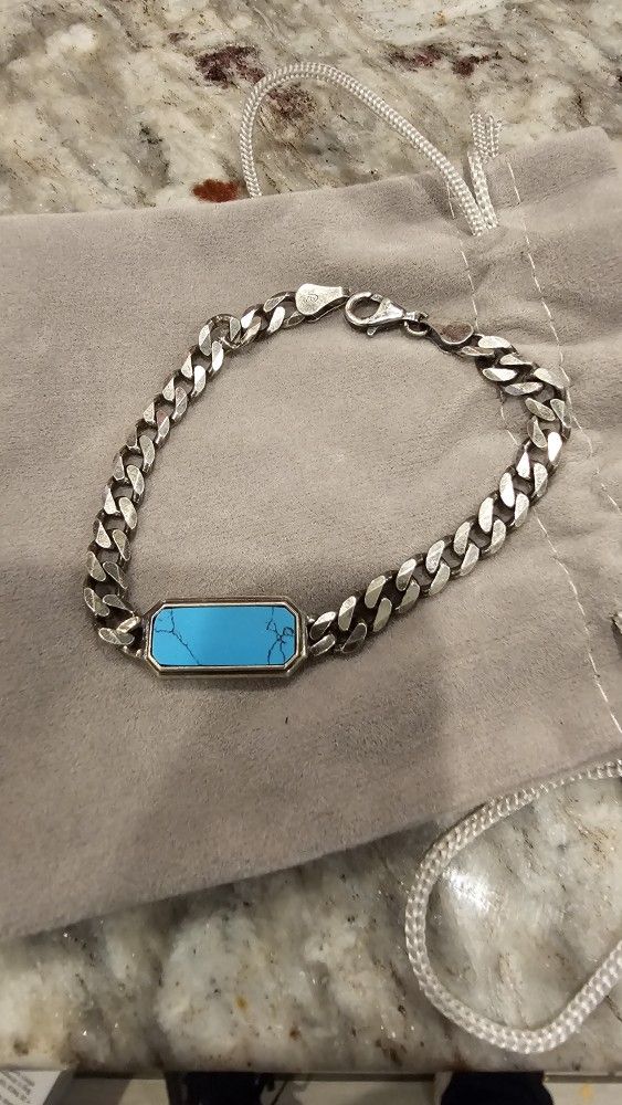 Gorgeous, Sterling silver turquoise woman's bracelet for a 7 Wrist 