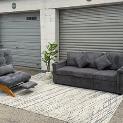 🛋️ BRAND NEW COUCH + ADJUSTABLE CHAIR SET – ONLY $370! 🚚 SAME-DAY FREE DELIVERY