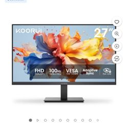 KOORUI 27" FHD 1080p Computer Monitor, 100Hz PC Monitor, Adaptive-Sync HDMI&DP Ports, E2711F