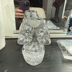Clear Glass Skull Tealight Candle Holder