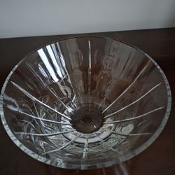 Stuart Crystal - Clear cut crystal glass conical bowl with geometric pattern by Stuart Crystal