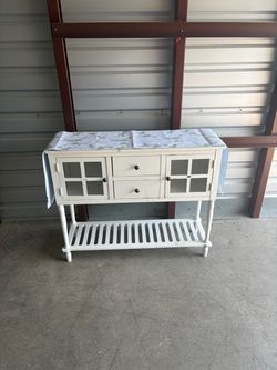White Wood Console Table with Cabinet Storage