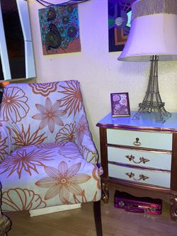2 piece set: Accent chair & small French Provincial dresser
