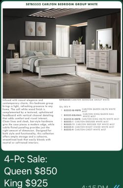 Bedtoom Set four piece. On sale, while supply lasts.