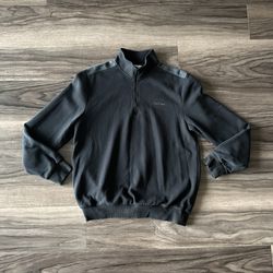 Men’s Calvin Klein Logo Zip Up Pullover Sweater Fleece In Black