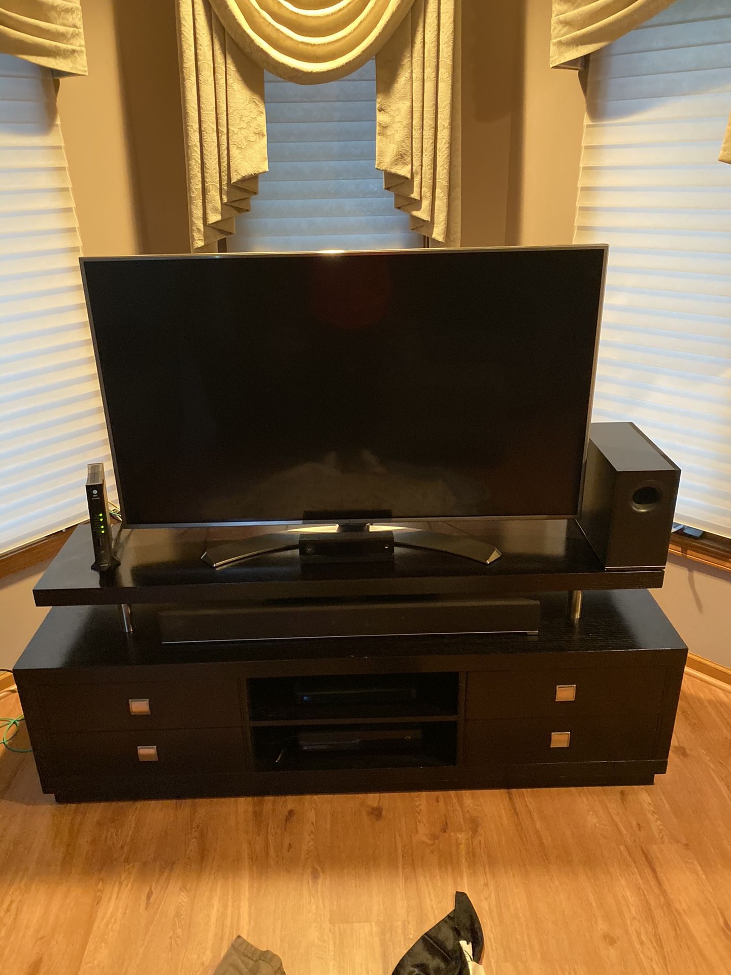 Entertainment center with towers