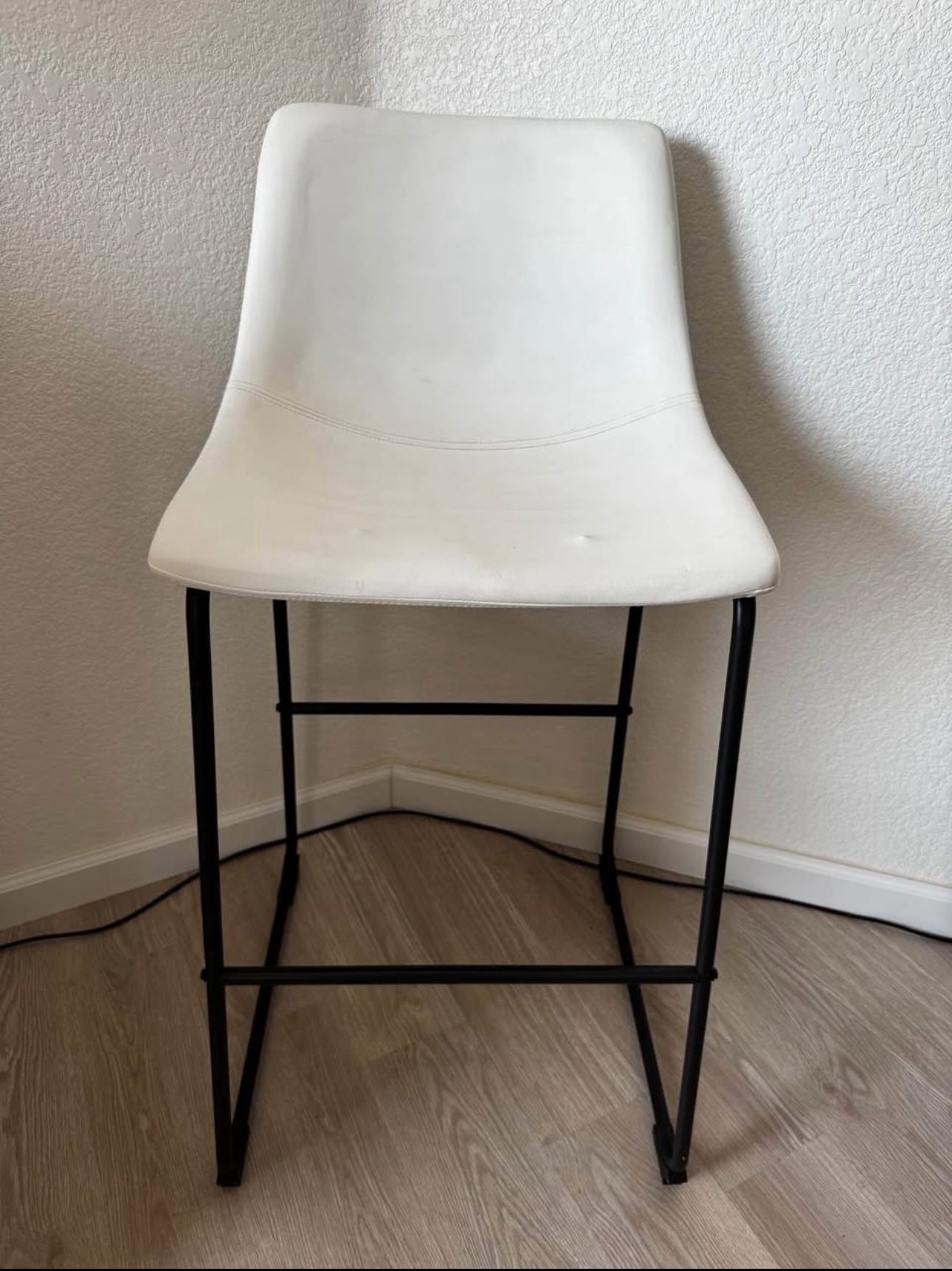 White Pleather High Bar Stool Chair - 26” High