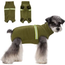 Dog Warm Coat, Polar Fleece Dog Pajamas Bodysuit for Small Medium Dogs Cats Walking Hiking Travel Sleeping, Cold Weather Puppy Vest Clothing, Stand Co