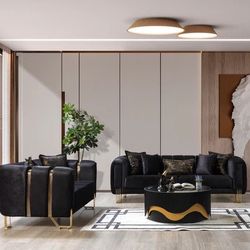 Santana Black Sofa & Loveseat 